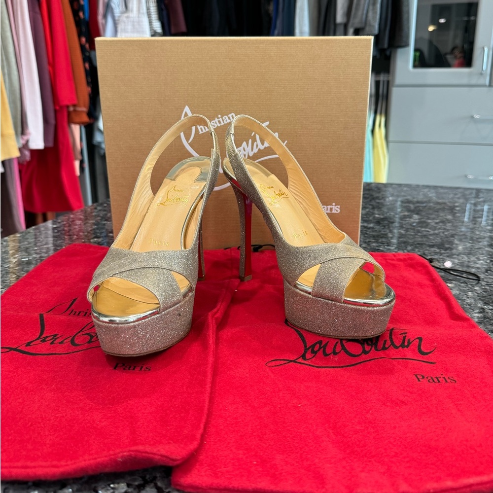 Christian Louboutin Postdam Glitter Platform Sandal